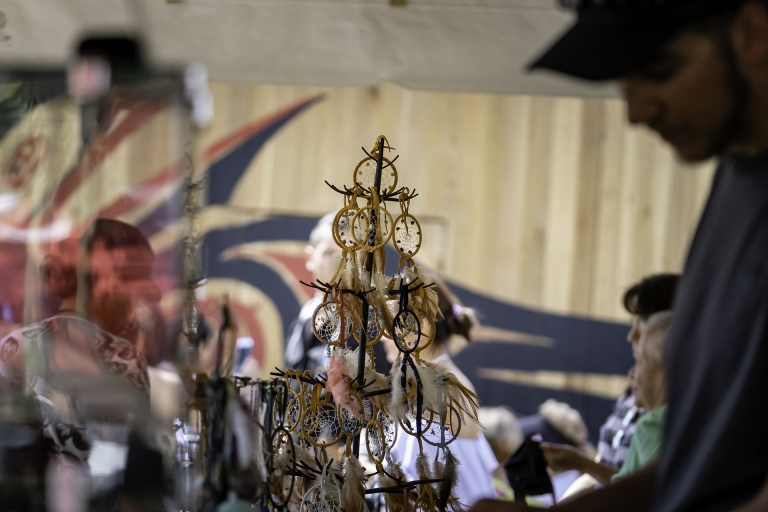 dreamcatchers on stand in Indigenous marketplace