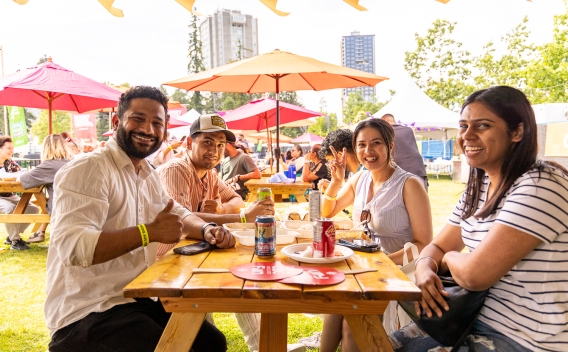 People order at Bread & Cheese food truck